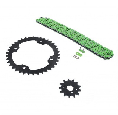 Green Non O Ring Chain & Sprocket Black 04-2013 Yamaha YFM350 Raptor 98L 13/38