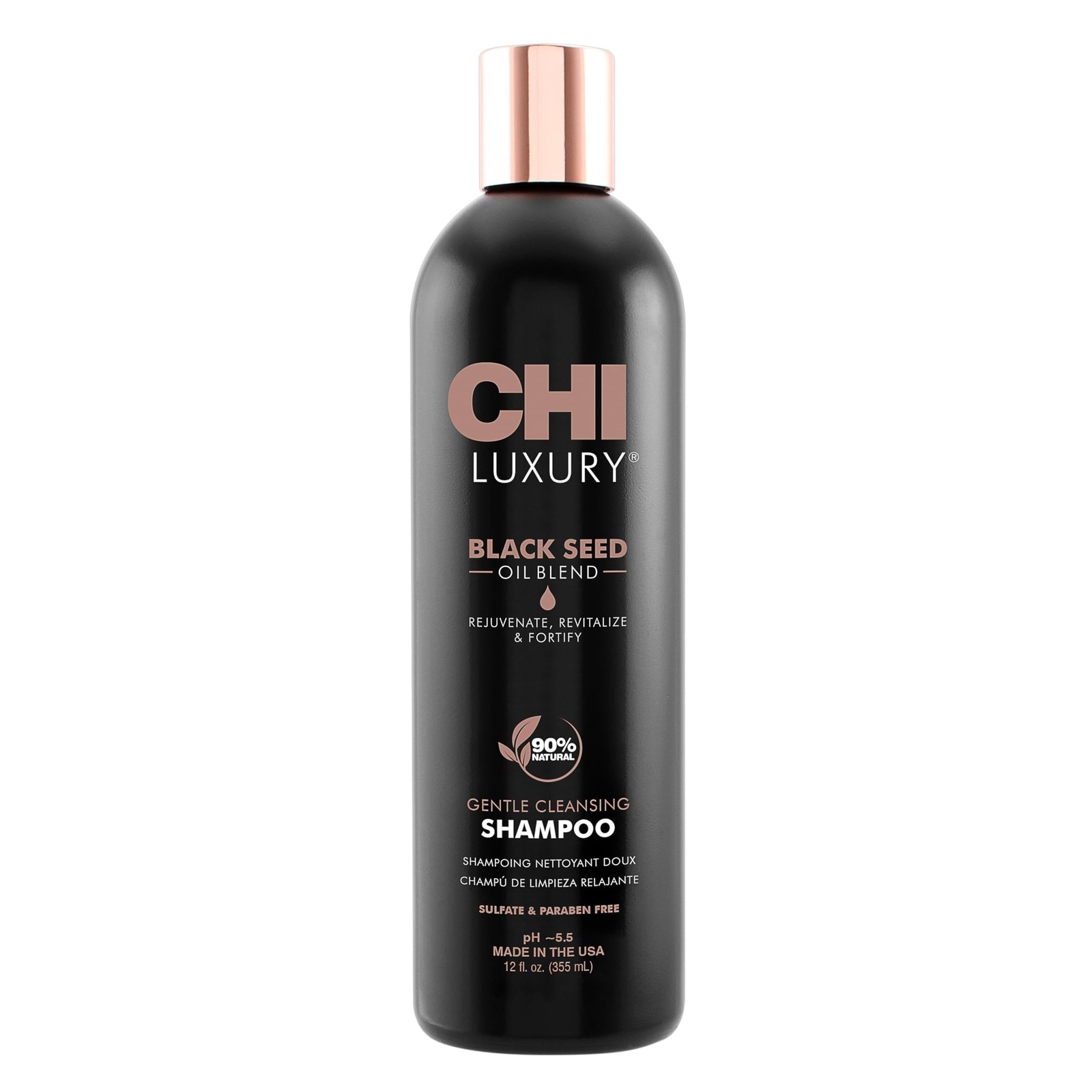 Shampoing nettoyant doux Black Seed Oil Luxury contre le cuir chevelu irrité 355ml