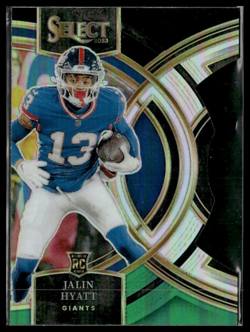 2023 Panini Select #173 Jalin Hyatt Black and Green Prizms Die Cuts Rookie
