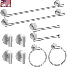 Bathroom Hardware Set Towel Bar Toilet Paper Holder Hooks Ring Set New