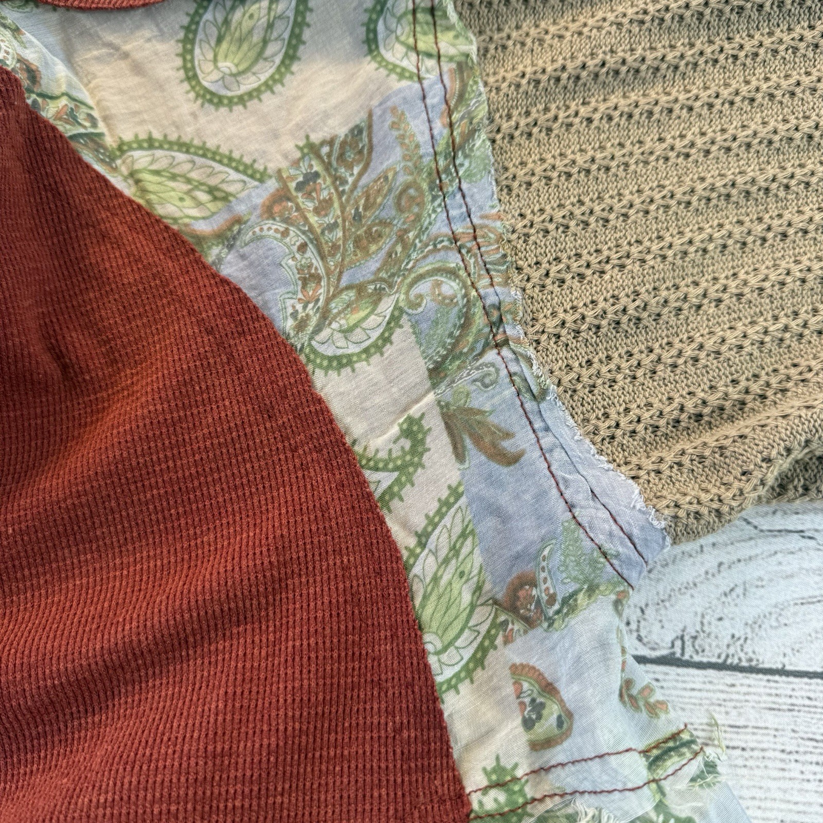 Pol Boho Patchwork L Flowy Loose Long Sleeve Top … - image 4