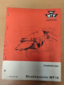 Massey Ferguson Strohhäcksler MF 16 Ersatzteilliste K37