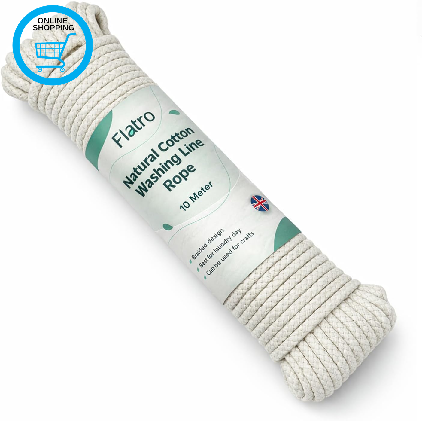 Washing Line Rope for Clothesline | 10M Soft Braided Natural Cotton Clothes Line
