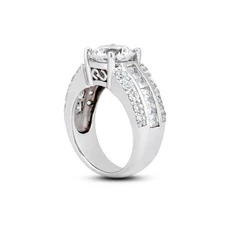 4.81ct tw F-SI2 Round Cut Natural Certified Diamonds 950 PLT. Side-Stone Ring