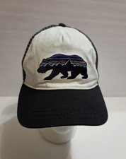 Patagonia Hat Cap Snap Back One Size Black White Mesh Trucker Bear Mens STY38295