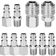Druckluftkupplung Set 10 St&uuml;ck BSP Schnellkupplung M&auml;nnlich Weiblich 1/4 Zoll...