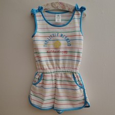 Disney Little Mermaid Girls Sz 7/8 Cover Up Embroidered Shell Applique Romper