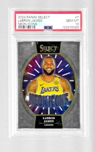 2024 PANINI SELECT NEON ICONS BASKETBALL CARD 7 LEBRON JAMES PSA 10 POP 1 LAKERS