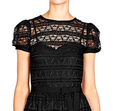 RED VALENTINO Black CROCHET LACE Dress S / S UK EXCELLENT