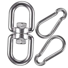 Swing Swivel, Heavy Duty 304 Stainless Steel Double M8 Swivel Eye Hook - 1 Pack
