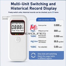 Digital Alcohol Tester w/ Large LCD Voice Broadcast Portable Blowing type White