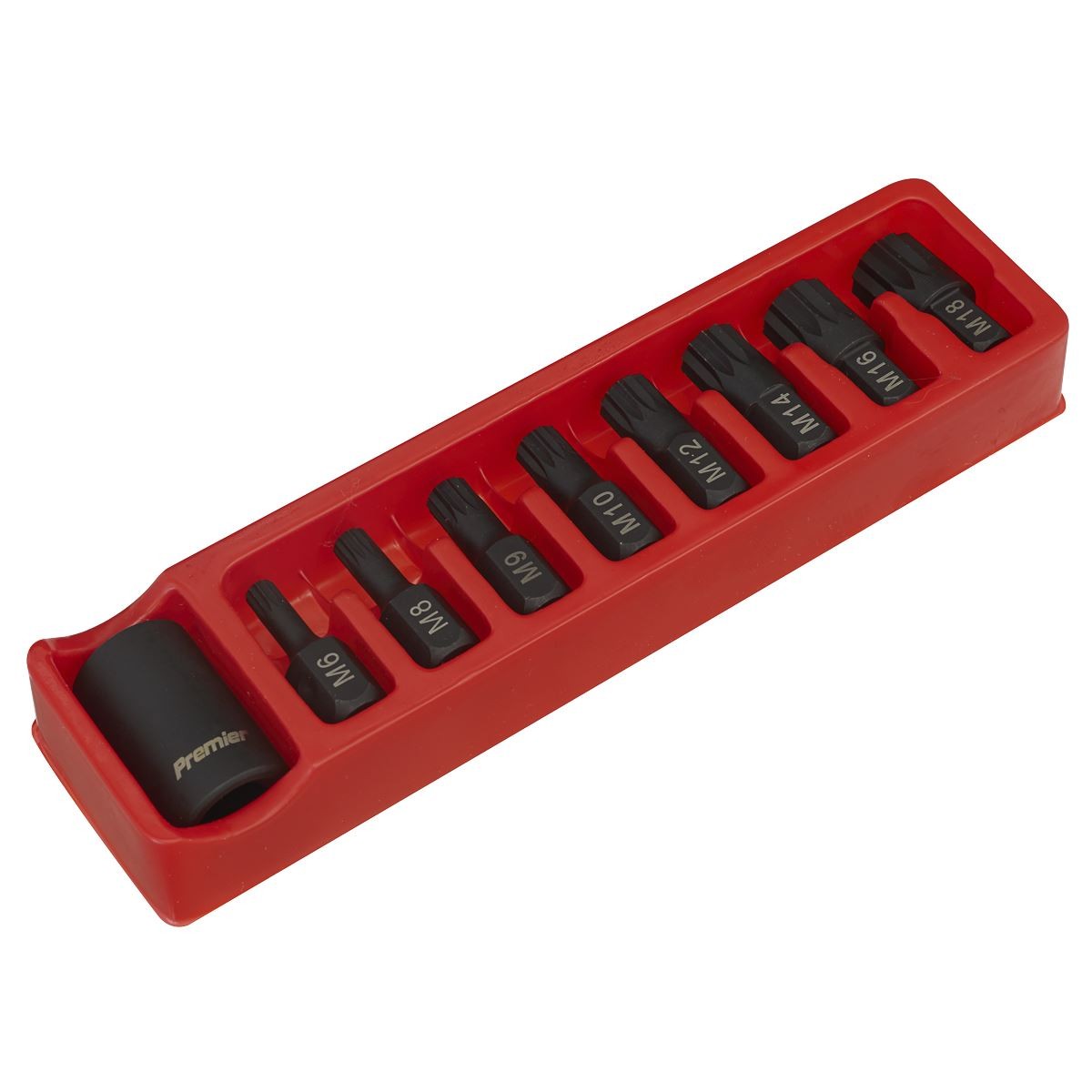 Set Di Bit A Spline E Supporto Sealey 9 Pezzi 1/2" Sq Drive AK5611