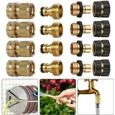#ad 1 2 4 Pairs Universal Garden Hose Quick Connect Brass Hose Tap Adapter Connector $8.73