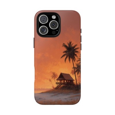 Phone Ink - Case for iPhone/Galaxy/Pixel - Peaceful Cabin Palm Tree Beach