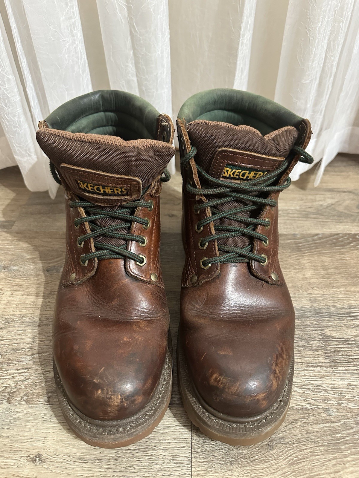 S 10 Brown Leather Lace Up Utility Work Shoe Ankle Boot Y2k