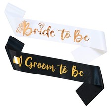 2 PCS Bride Groom Sash Set Bachelorette Party Bridal Shower Decoration Props