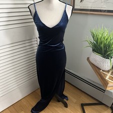 Forever 21 Dress Womens Small Blue Velvet Bodycon Sheath Vampy Whimsigoth Glam