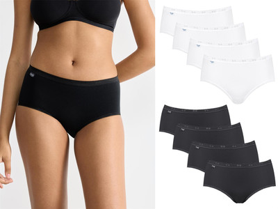 Sloggi Basic+ Midi Brief Ladies Cotton Rich Knickers Underwear (4 Pack)
