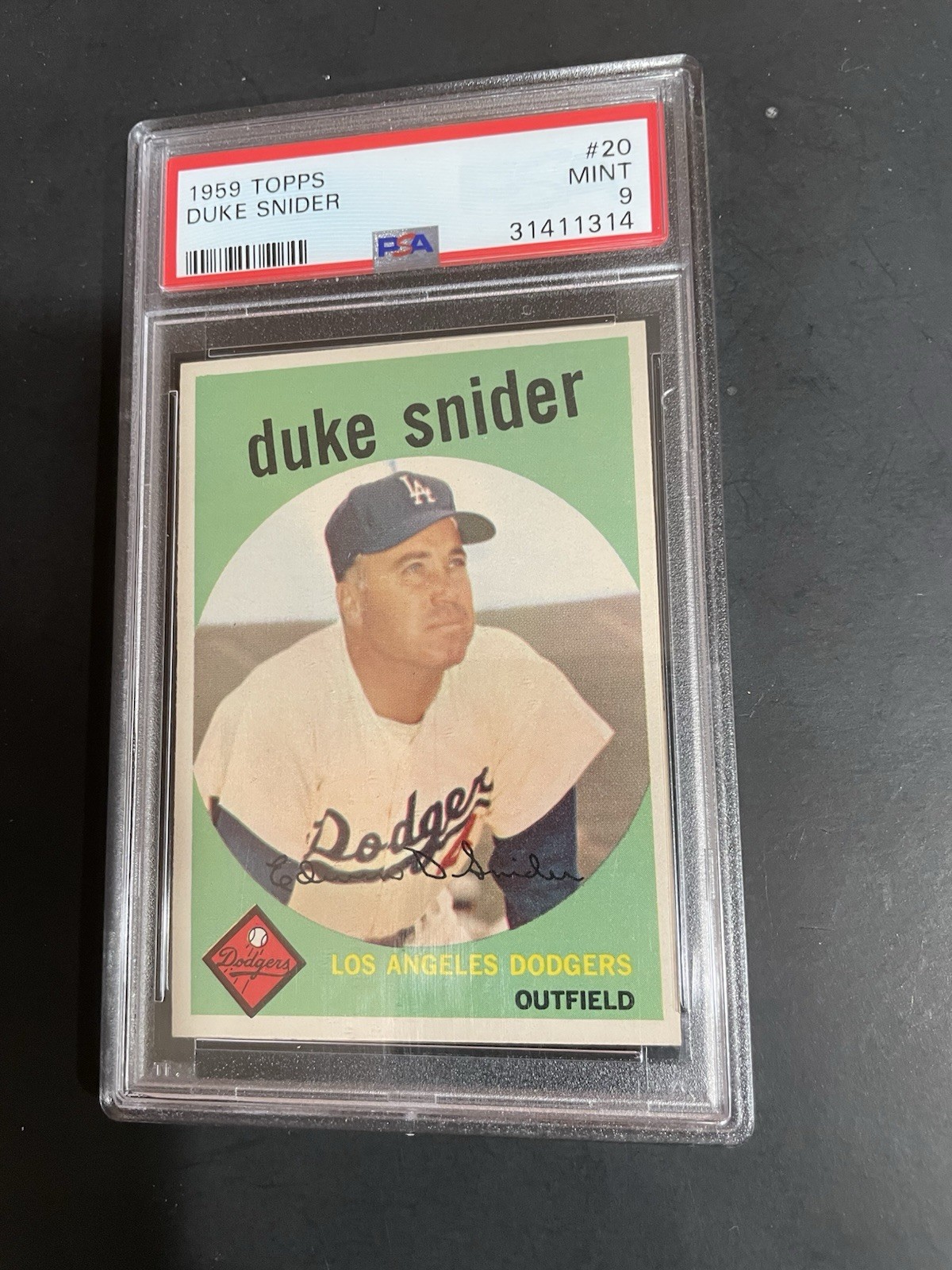 1959 TOPPS DUKE SNIDER, #20, PSA 9, HOF (Free Shipping On Any 3!)