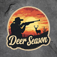 Hunting sticker vinyl decal deer season hunter silhouette sunset rifle buck