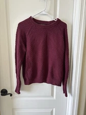 Banana Republic Burgundy Textured 100% Cotton Sweater Medium