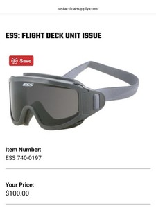 ESS Flight Deck Goggles 740-0197 - Brand New - Retail $100