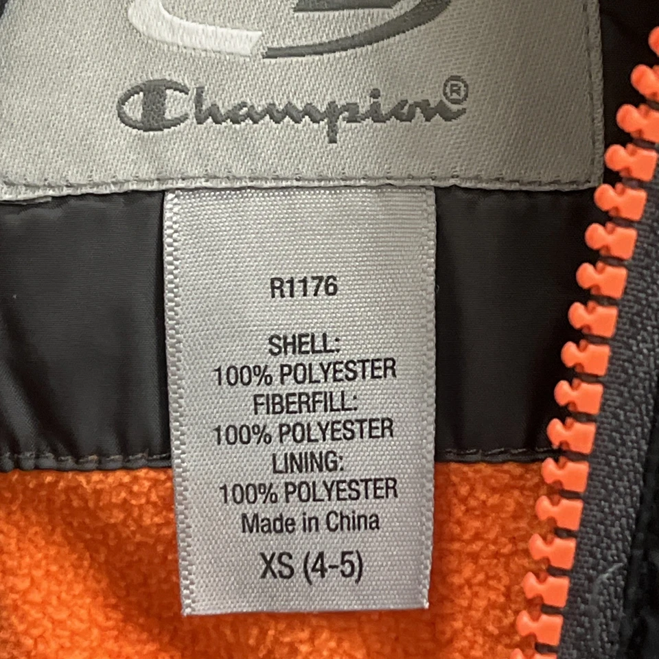 C9 By Champion Black Puffer Jacket Boys XS 4-5 Hooded Fleece Lined, Good Cons - Image 3 of 4