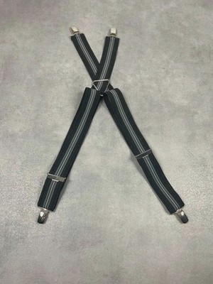 Vintage Hosenträger gestreift schwarz grau weiß Made in France