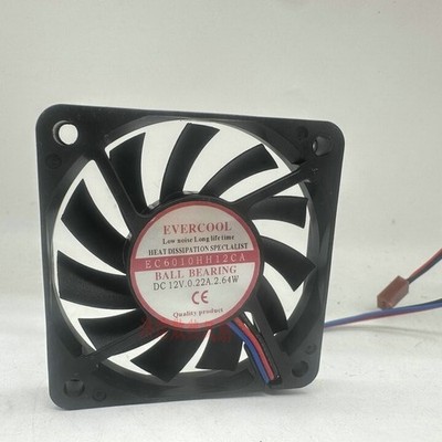 1 PCS  EVERCOOL Fan  EC6010HH12CA   DC12V 0.22A  6010  6CM 3 Wire cooling fan *c