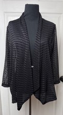 Slinky Brand Black Open Front Textured Knit Cardigan Shrug XS Made in USA