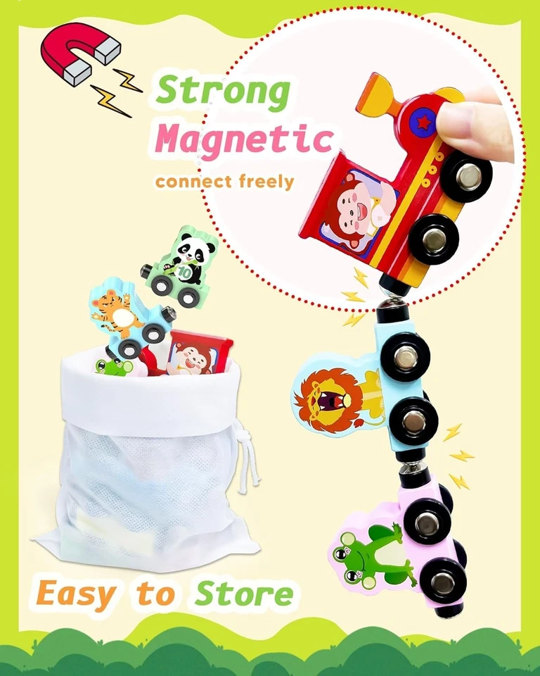 11 Pcs Magnetic Train Set Montessori Toys for 1 2 3 Years Old Toddlers Boys Girl - Image 4 of 4