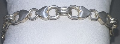 Sterling Silber 7,5'' Herz Gliederkette Armband (14,83 g)