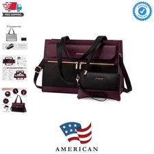Laptop Bag for Women 17.3 Inch Laptop Tote Work Bags Professional Leather Com...