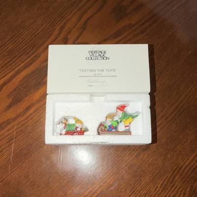 Department 56 Heritage Village Testing the Toys Set of 2 Handpainted Porcelain