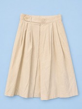Vintage Russ Togs Ivory Corduroy Pleated Midi Skirt USA ILGWU Womens 34