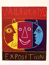 1959 Pablo Picasso Poster " Exposition Vallauris"  Mourlot Lithograph Plate-Sign