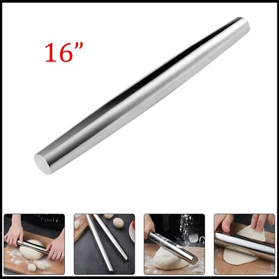 16'' Stainless Steel French Rolling Pin - Pasta, Cookies, Pastries, Pizza Dough