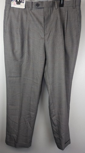 NWT Ralph Lauren Gray Plaid Dress Pants Men's Size 40 X 30L Pleated