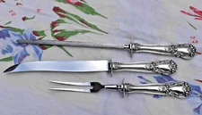Sheffield Sterling Silver carving set 3-piece Weidlich "Ancestry" engraved "H"