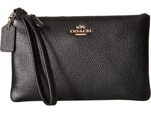 coach small wristlet in polished pebble leather
