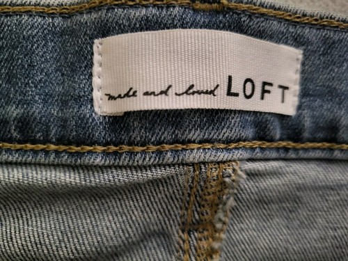 Made and Loved LOFT Ankle Skinny Jeans Blue Denim Womens 14 Bling Beads 36x29.5 - Picture 3 of 12