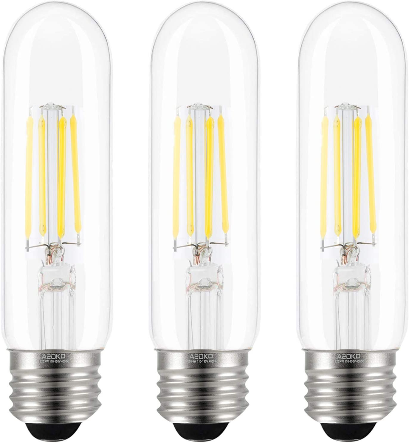 ASOKO Edison Bulb, T10 LED Bulbs Daylight 4000K LED Tubular Bulbs 4W Dimmable Tu