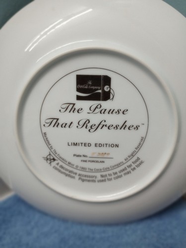 1993 Coca-Cola The Pause That Refreshes Christmas Plate Franklin Mint w/ COA - Picture 9 of 9