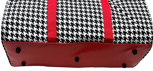 22" Women's Houndstooth Print Gym Dance Cheer Travel Carry On Duffel Bag - Red - Picture 4 of 4