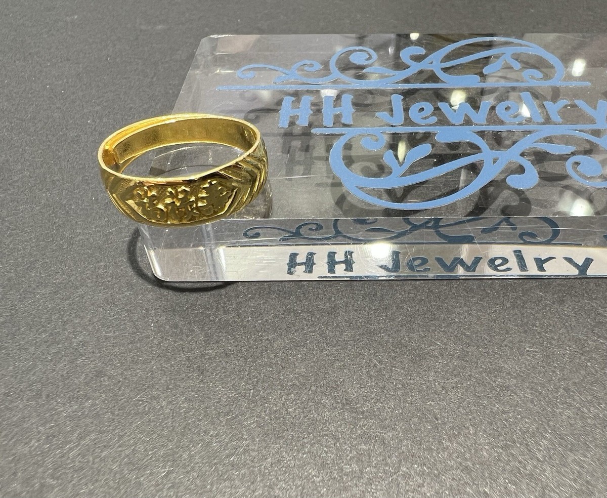 24K Yellow Gold Luck, Longevity & Happiness Chinese Character Ring