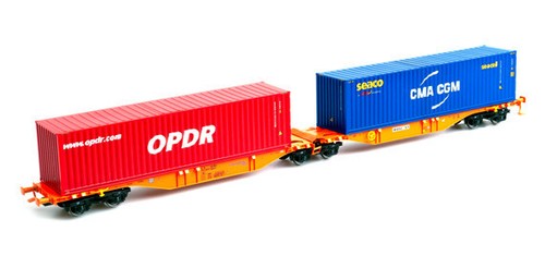 Mehano 58960 Containertragwagen Sggmrss 90,  Wascosa, OPDR /CMA, NEUWARE selten | Zustand: Neu