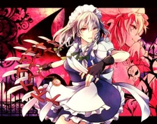 Anime remilia scarlet maid outfit white hair red eyes CCG Gaming Mat Desk