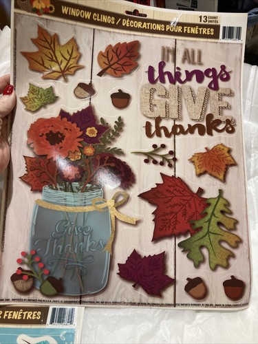 VINTAGE Window Clings Thanksgiving/Fall Pumpkin Decorations Lot Of 7  Brand New - Picture 12 of 24