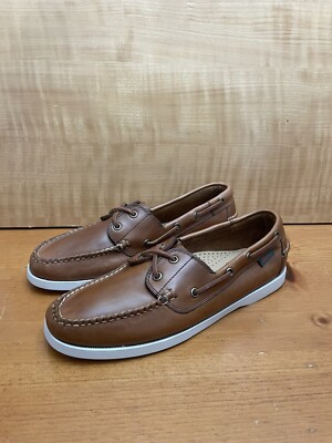 GH BASS US Mens Leather Hampton Boat Shoe- Light brown