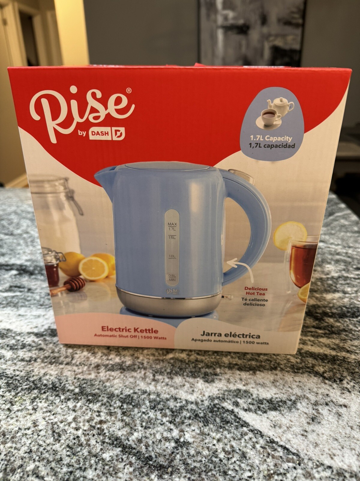 Rise By Dash 1.7L Rapid Boil Electric Kettle Water Heater in Blue-image